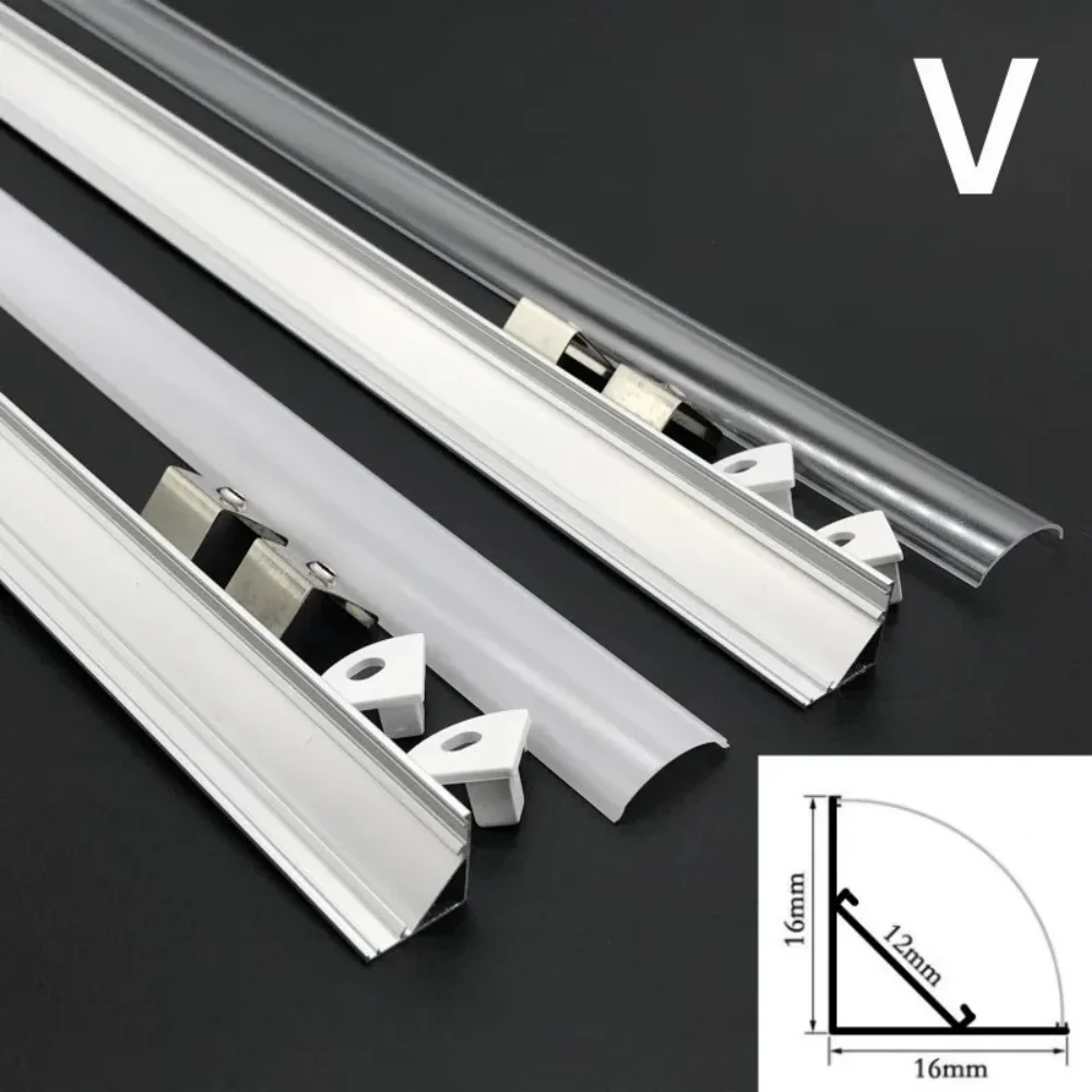 1-30PCS/Lot 0.5m Silver V/U LED Aluminum Profile For 5050 5630 Channel Holder Milky Cover Cabinet Closet Linear Bar Strip Lights