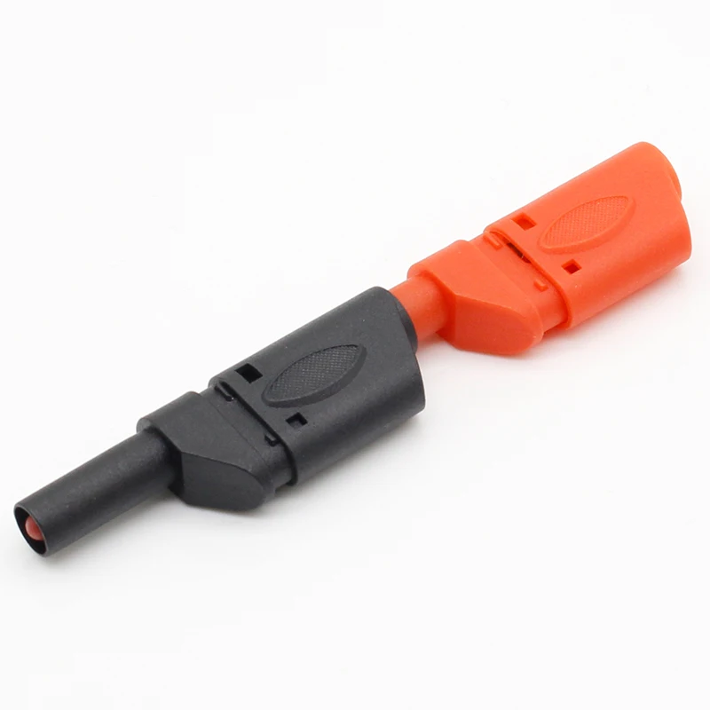 Conector de enchufe Banana apilable macho de 4mm, completamente aislado de seguridad, rojo/Negro, 10 piezas