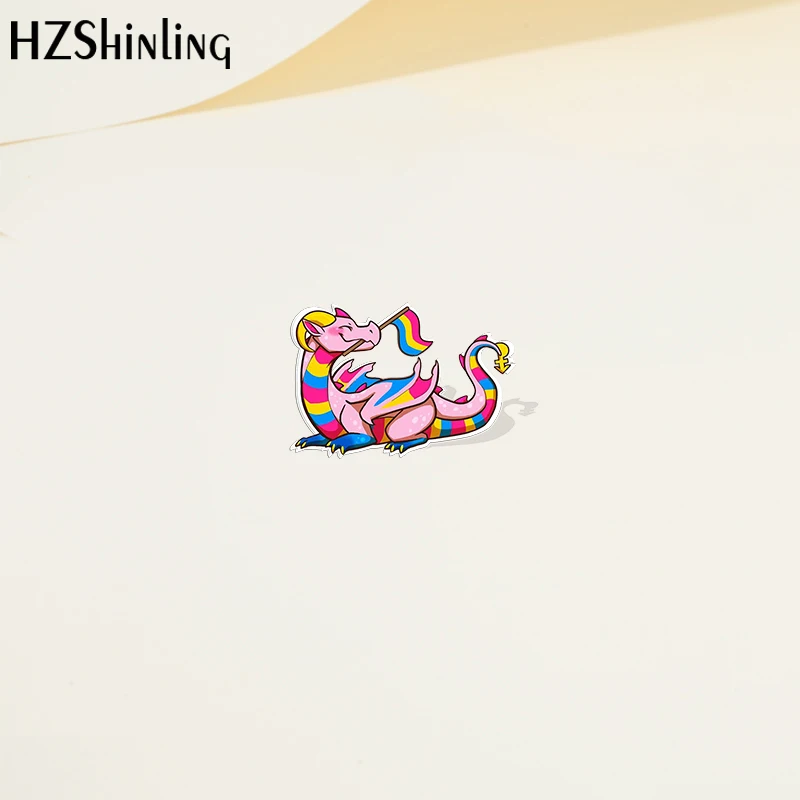 كارتون لطيف مثلي الجنس بيس فخر العلم التنين الاكريليك التلبيب دبوس الراتنج الايبوكسي الاكريليك دبابيس موضة مجوهرات اكسسوارات