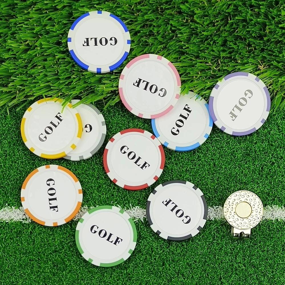 10Pcs Golf Ball Marker With Golf Hat Clip Tool 8 Colors Golf Marker Chips Outdoor Golf Accessories Game Gift ﻿For Father's Day