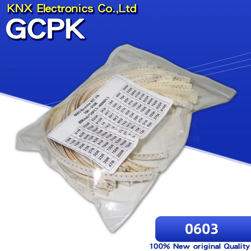 

4000pcs 0603 SMD Resistor Kit Assorted Kit 10ohm-910K ohm 5% 80valuesX 50pcs=4000pcs Sample Kit