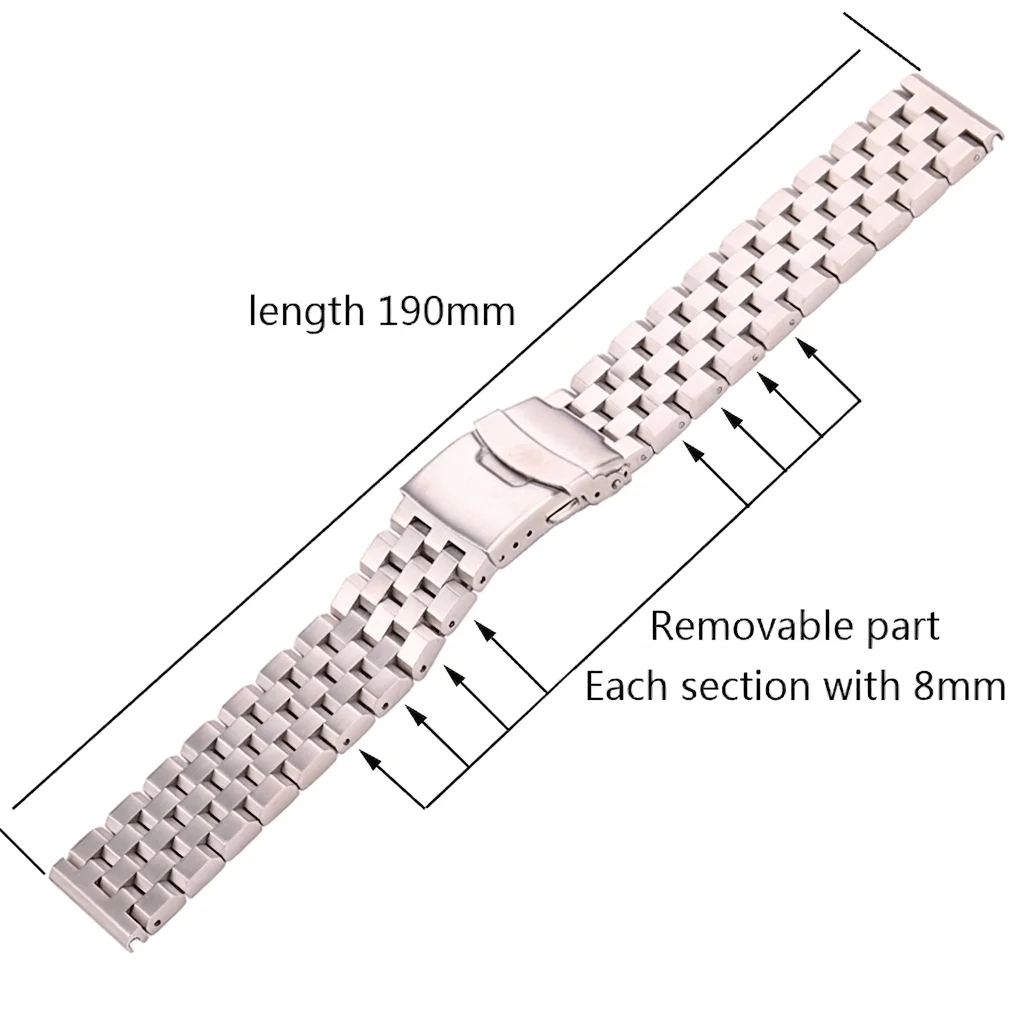 Solid Stainless Steel Watch Strap Bracelet 18mm 20mm 22mm 24mm Women Men Silver Brushed Metal Watchband Accessories