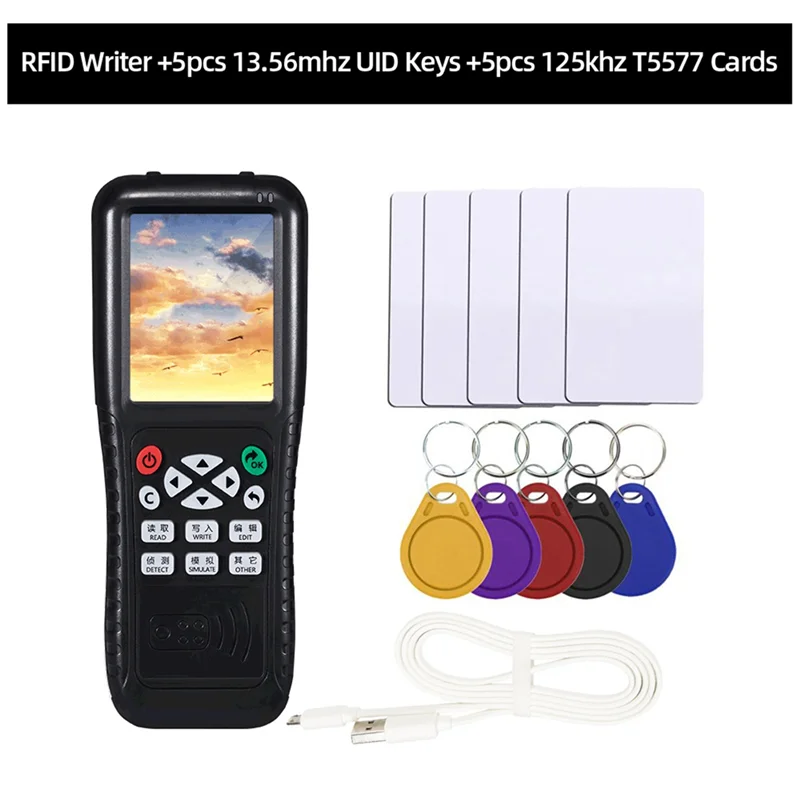 RFID Copier with Full Decode Function Smart Card Key NFC IC ID Duplicator Reader Writer (UID Key T5577 Card)