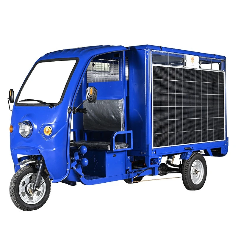 Solar photovoltaic tricycle with shed passenger and cargo tricycle van