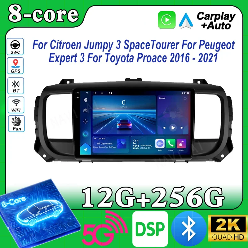 Car Radio For Citroen Jumpy 3 SpaceTourer For Peugeot Expert 3 For Toyota Proace 2016 - 2021 Auto Multimidia Player Stereo WIFI