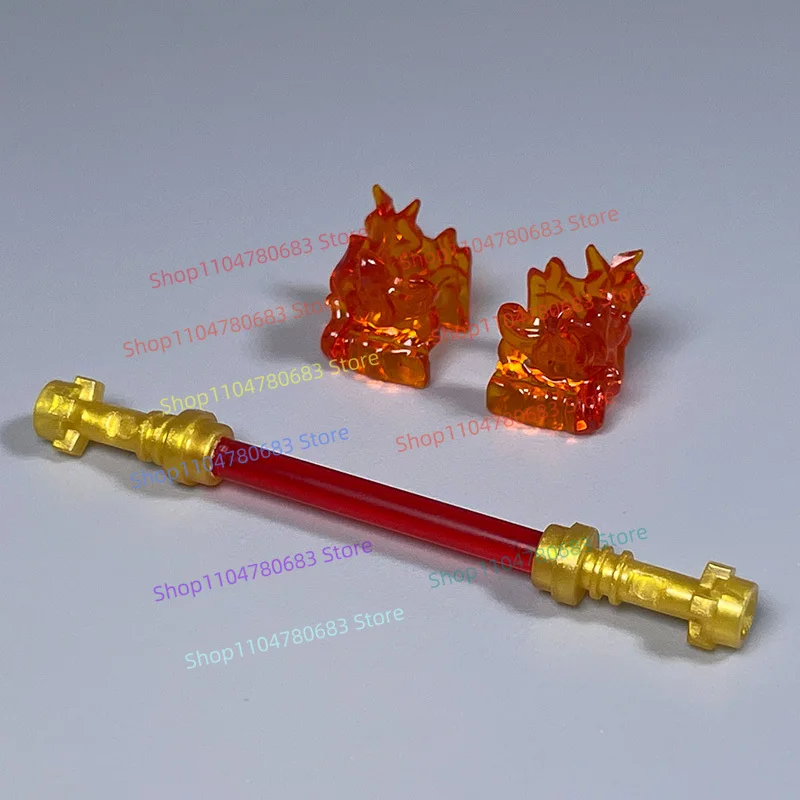 Moc blocos de construção mini figura chama mágica tornozeleira transparente efeitos especiais dos desenhos animados anime acessórios montagem modelo brinquedo presente