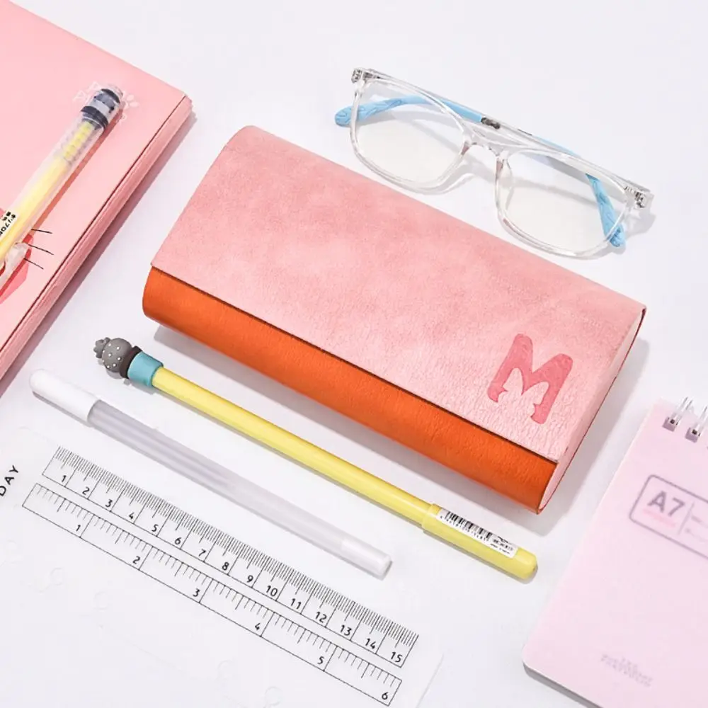 

Simple PU Leather Double Layer PU Glasses Box Letter Printed Printing Glasses Case Cute Eyewear Case Eyeglasses Holder Student