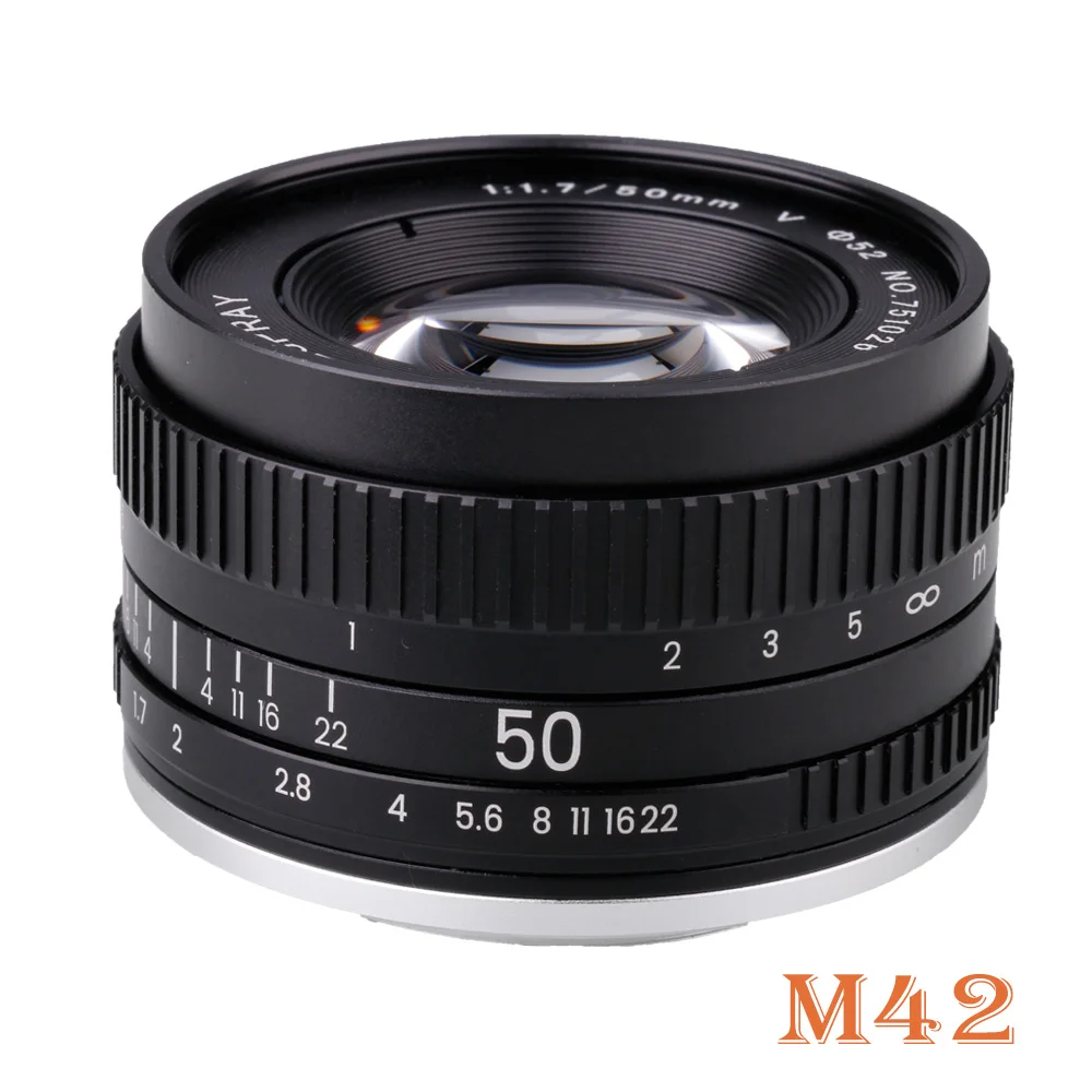 Neues 50mm F1.7 Große Blendenöffnung Standard-Objektiv Vollformat Porträt Manuelles Fokus-Objektiv für Canon EOS EF M42 Nikon F PK SLR-Kamera – Detail 2