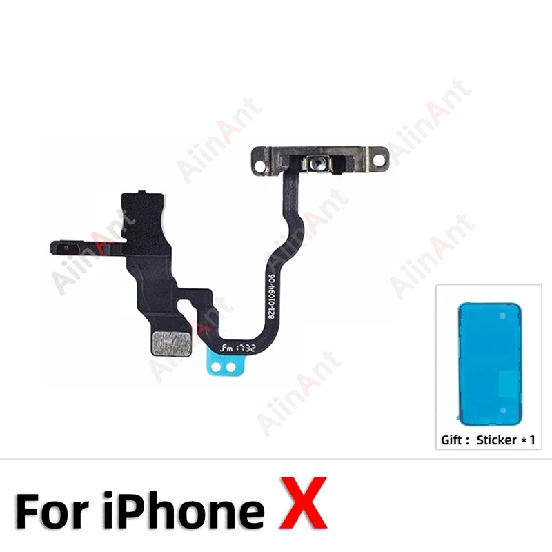 Waterproof Sticker + Flex For iPhone 11 Pro X XR Xs Max SE 6s 7 8 Plus SE Power Volume Buttons FlashLight Power Flex Cable