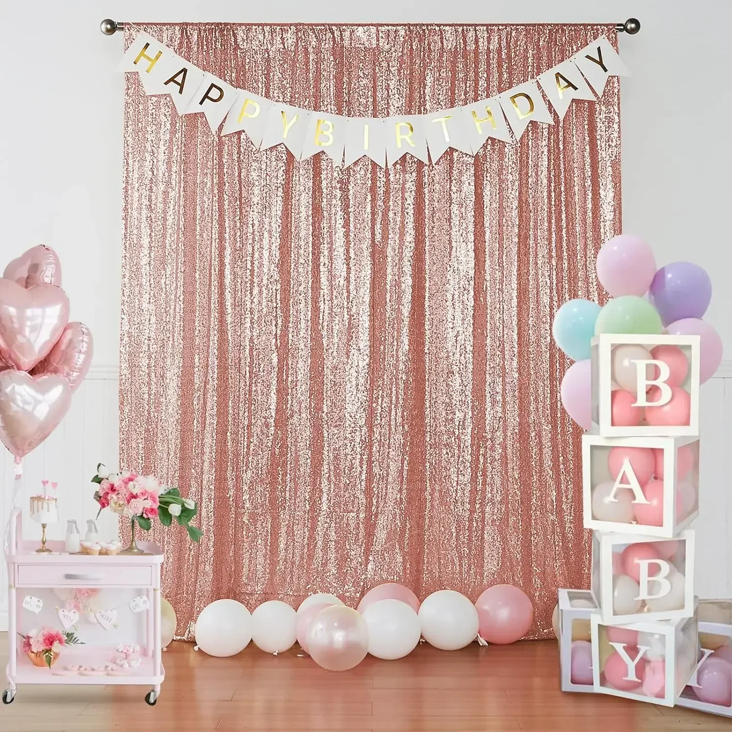 1PC Gold Sequin Backdrop Curtain Background Drapes Sparkle Photography Backdrop for Party Wedding Baby Birthday Wall Decor