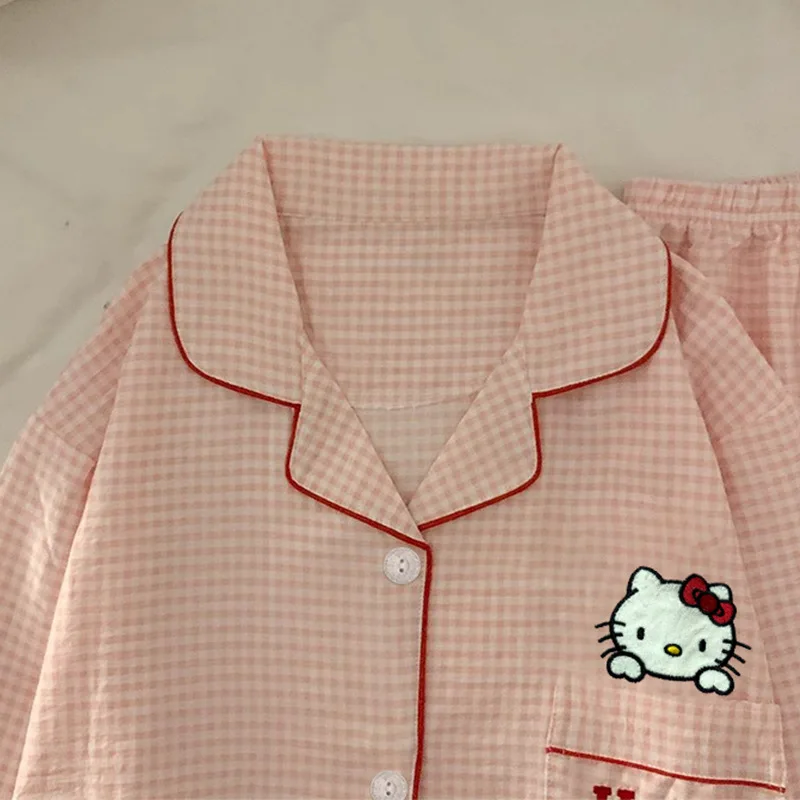 Sanrio Hello Kitty Spring Fall Models Cute Loose Casual Pajamas Long-sleeved Suit Cartoon Anime Comfortable Ladies Homewear Gift