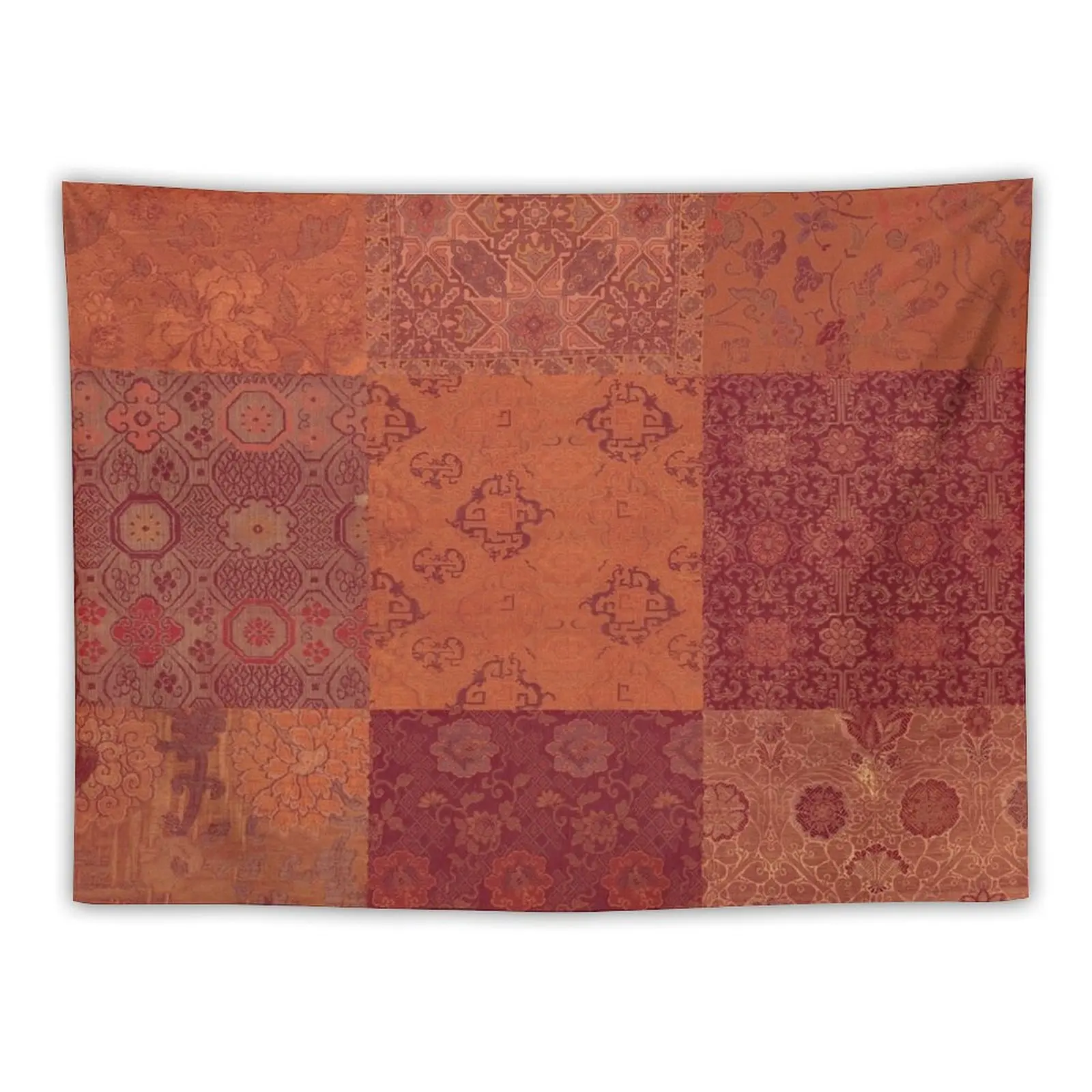 

Vintage Bohemian Quilt in Burnt Orange Tapestry On The Wall Art Mural Wall Art Home Decoration Tapestry