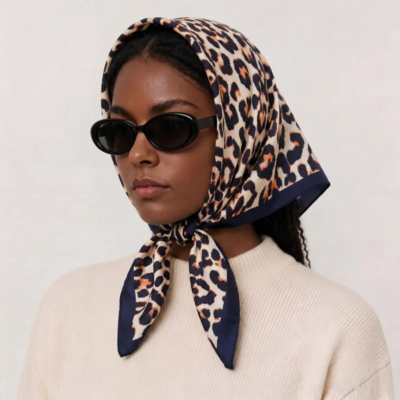 

Square Silk Scarf Women's Turban Luxury Hijab Shawl Headscarf Handkerchief Neckerchief Bandana Headband Print Female Fashion