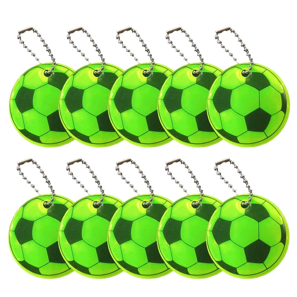 Llavero reflectante para bolsos, adornos colgantes de fútbol, accesorios de seguridad nocturna, 10 piezas, B6D3