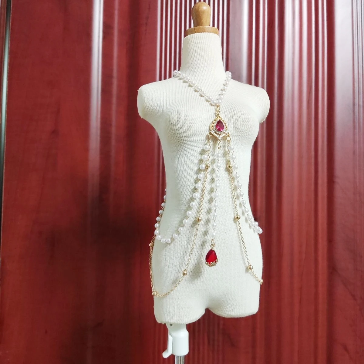 1/3 BJD Doll Zircon Imitation Pearl Body Chain, European Style Ancient Costume Pure Copper Toys Accessories