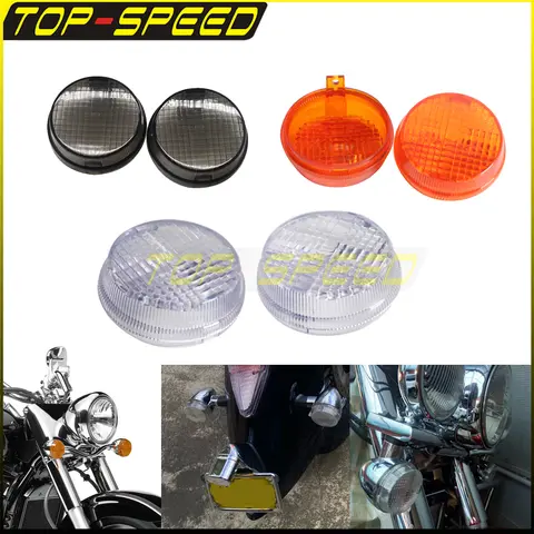 2 pares de luces de señal de giro delanteras y traseras para motocicleta, carcasa de lente para Honda Cruisers Rebel Shadow VT VTX 1300, cubierta intermitente