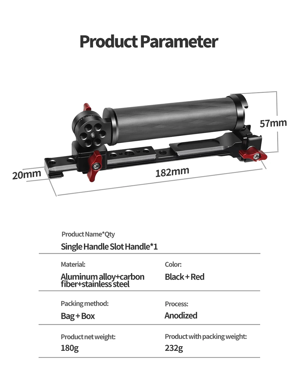 Verbesserter faltbarer Einzelhandgriff für DJI Ronin RS2 RS3 PRO RS4 Mini RSC2 Handheld Gimbal Mount Carbon Fiber Extension Grip – Detail 6