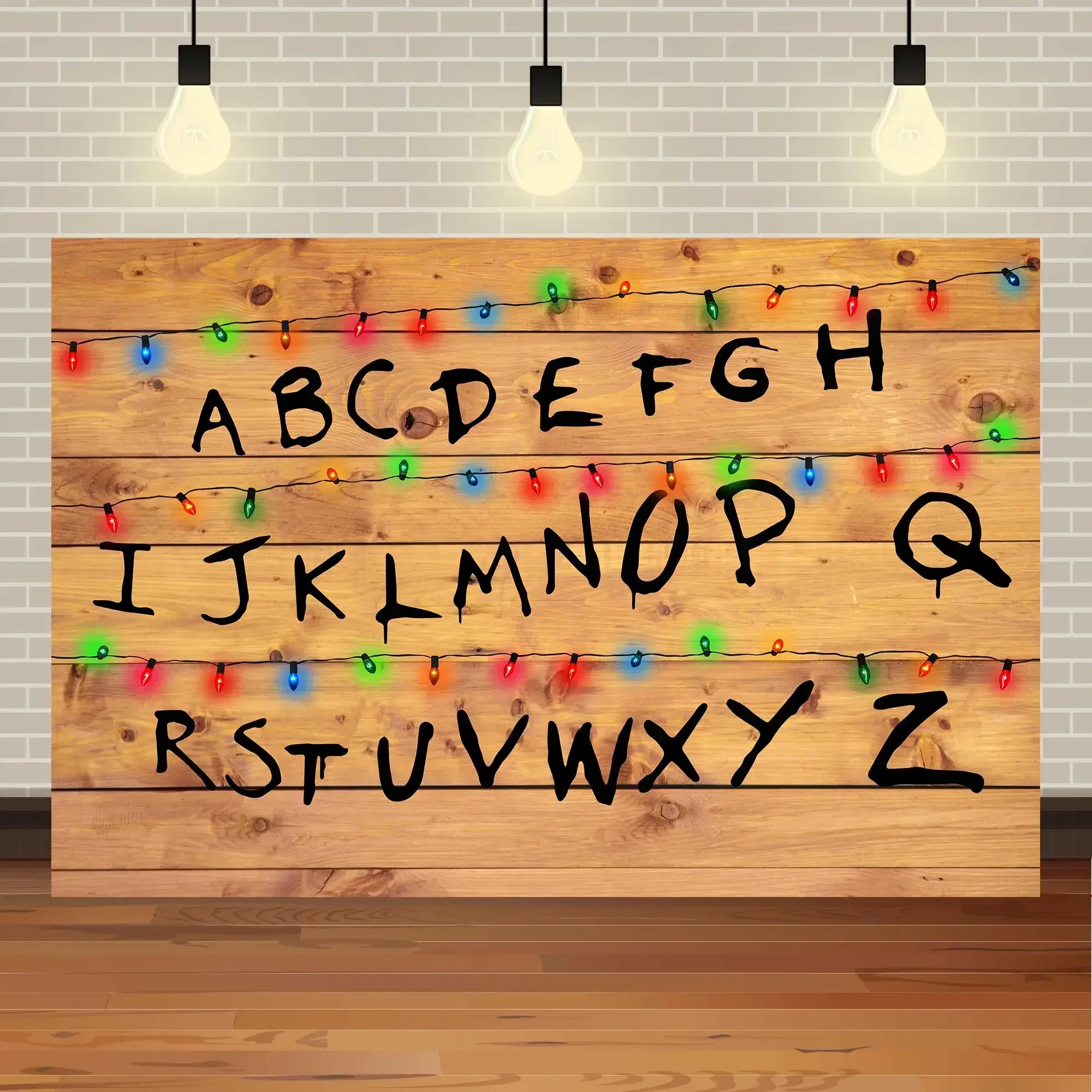 American TV Stranger Theme Background Lights Alphabet Episode Series Vinyl Banner Party Decoration Supplies Photo Prop Baby Gift