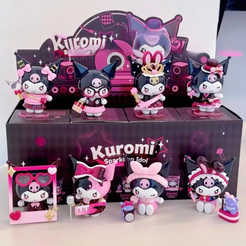 

2026 Sanrio Kuromi Sparkling Idol Series Blind Box: Милая аниме-фигурка, загадочная коробка, коллекционная настольная декорация, игрушка-сюрприз, подарок