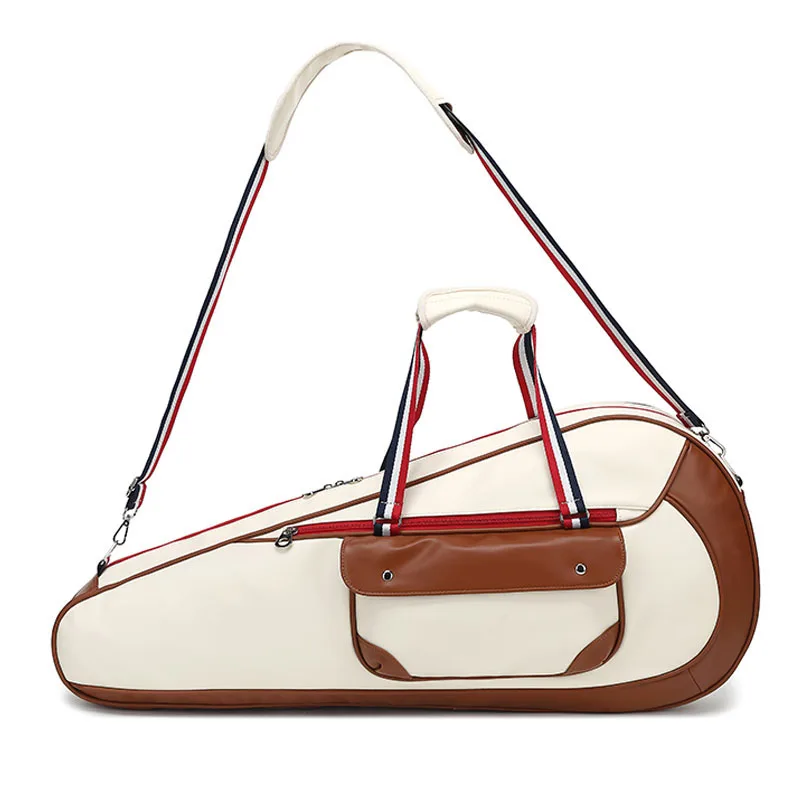 Adults Men Women Tennis Racquet Bag Portable PU Leather Squash Badminton Tennis Racket Bag Large Capacity Tennis Shoulder Bags