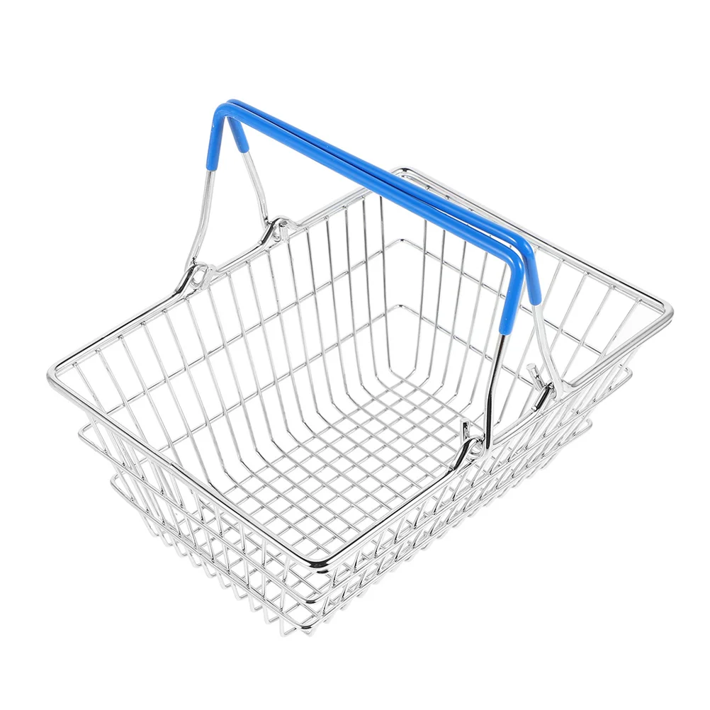 Mini-Einkaufskorb für Kinder, aus Eisen gefertigt, Rollenspiel-Aufbewahrungskorb, tragbar, Spaß für Puppenhaus, Küche, dekorative Verwendung