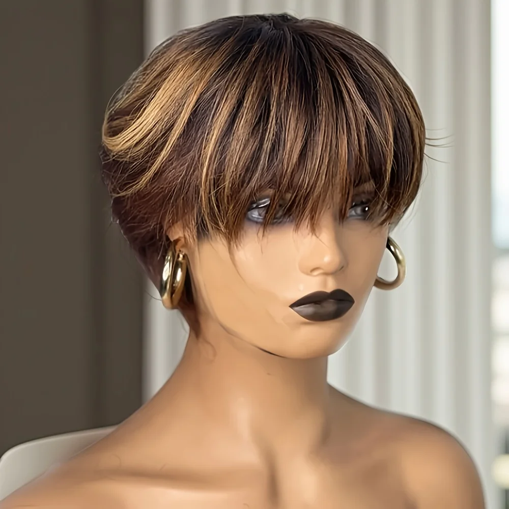 427 pixie wig color for women machine made daily party use wig pixie cut wig short straight human hair wig