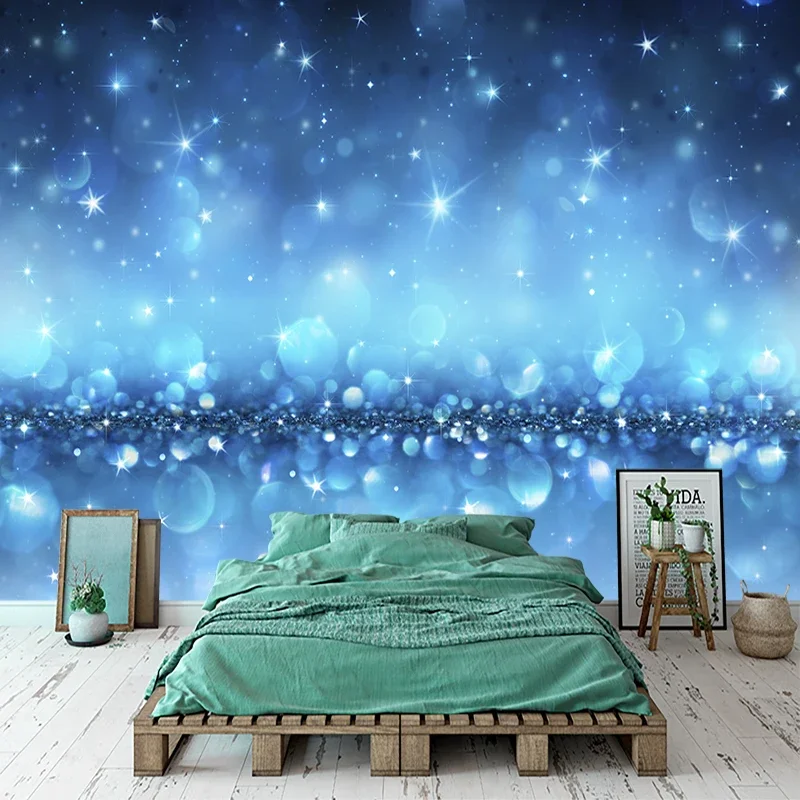 Photo 3D Wall Mural Wallpaper Modern Blue Bubble Starlight Landscape Living Room Bedroom Background Decor Papel De Parede