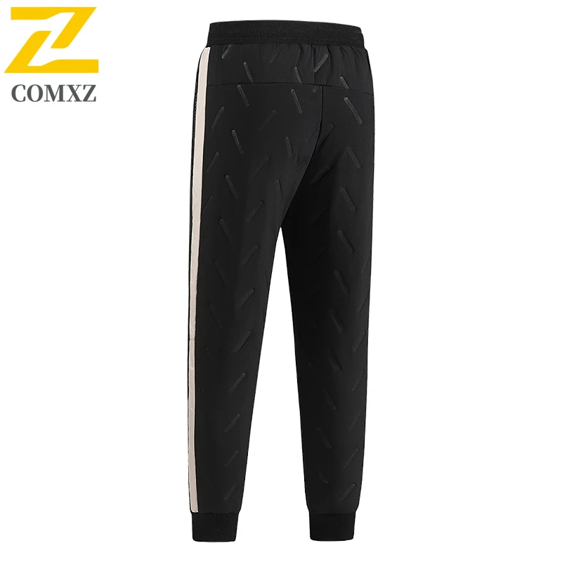 

2025 Men's Fleece Pants Elastic Waist Winter Padded Thermal Trousers Puffer Casual Waterproof Windproof Warm Down Cotton Pants