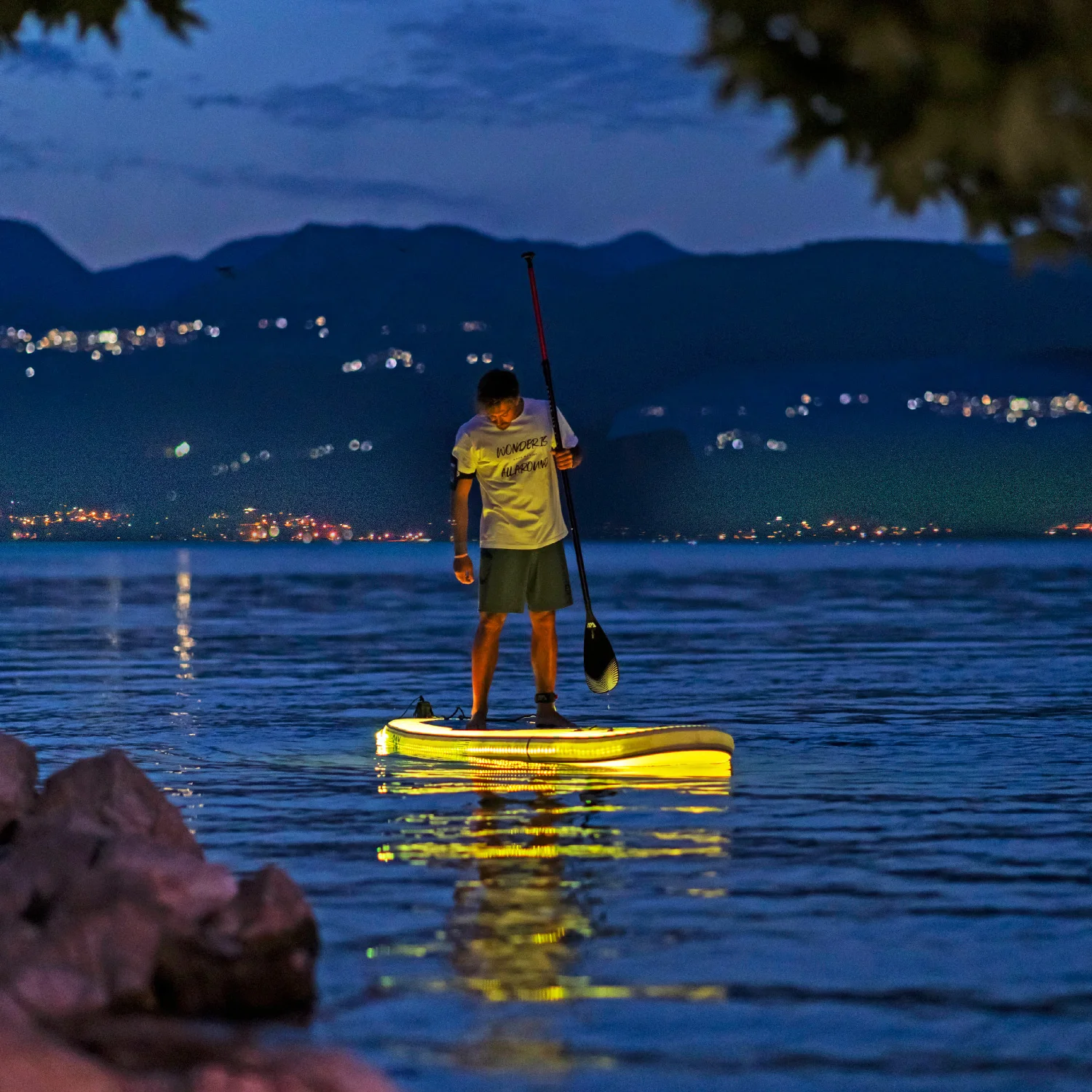 Inflatable Paddle Board,Night Glow Luminous LED,Model BT-26BZ,Drop Stitch PVC,with Paddle and Pump,for Lake Ocean Night Surfing