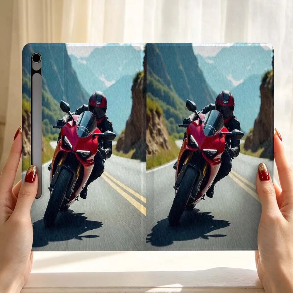 Cool Motorcycle Art For Samsung Galaxy Tab S11 S10 S9 S8 S7 S6 A9 A8 A11 Lite FE Plus Pen Tray Tablet Case Soft