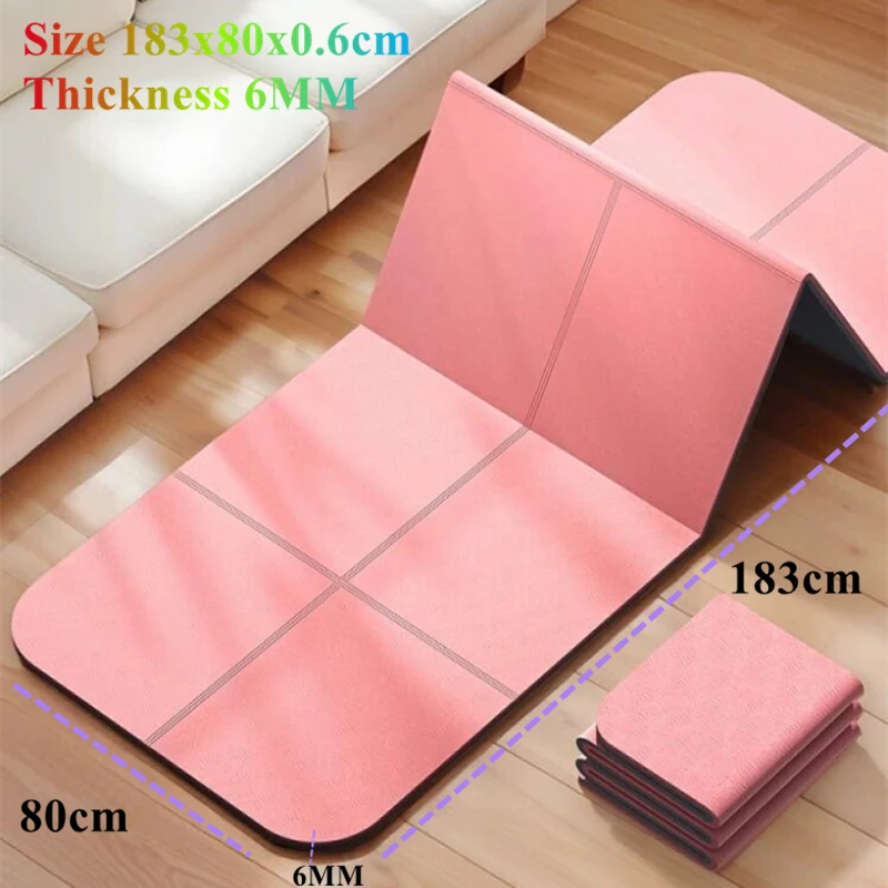 Yoga Mat 6mm Thick 183x80 Wide Fitness Exercise Home Skipping Rope Outdoor Midday Rest Mat Folding Training Yoga Mat Pilates