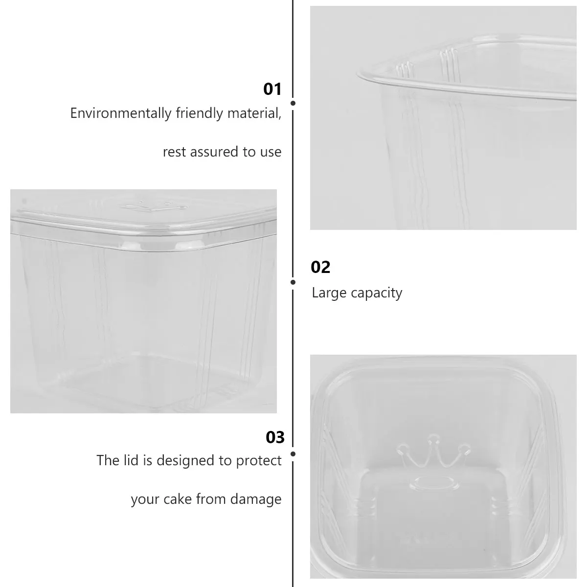 

Transparent Cake Boxes Bakery Packaging Premium Material Airtight Lid Dessert Box Suitable Parties Cake Muffin Sales Food