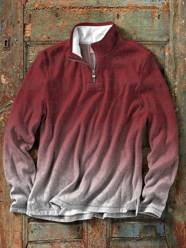 

Men's Rainbow Print Casual Zip Henry Shirt 3D Printed Casual Men's Polo Pullover Men Sweater