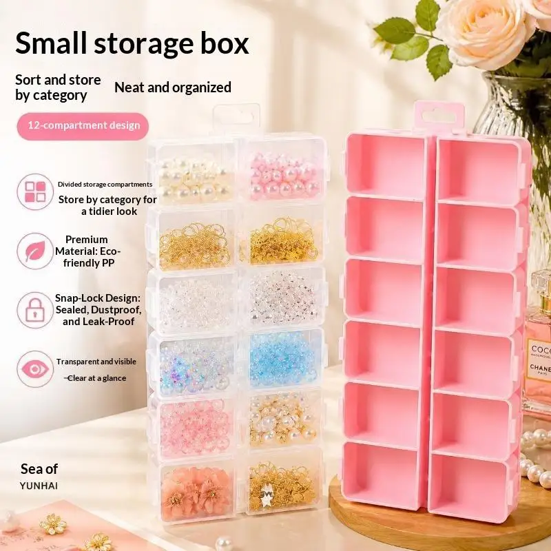 12-Compartment Clear Plastic Organizer Box With Adjustable Dividers - Durable Jewelry, Earrings, Beads & Crafts Storage Case Fo