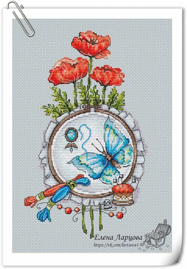 

Embroidered Butterfly And Poppy Flower 24-34 Cross Stitch Kit Aida Canvas Stitches Embroidery DIY Handmade Needlework