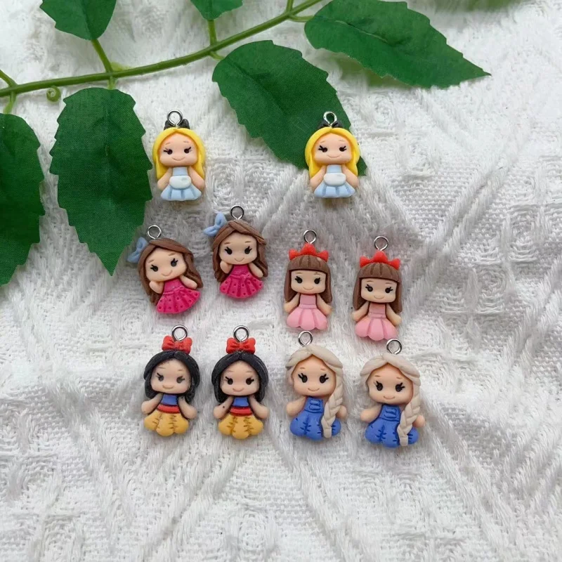 10Pcs New Cute Resin Mini Cartoon Princess Series Flat Back Scrapbook DIY Home Furnishing Embellishments Hairpin Accessories