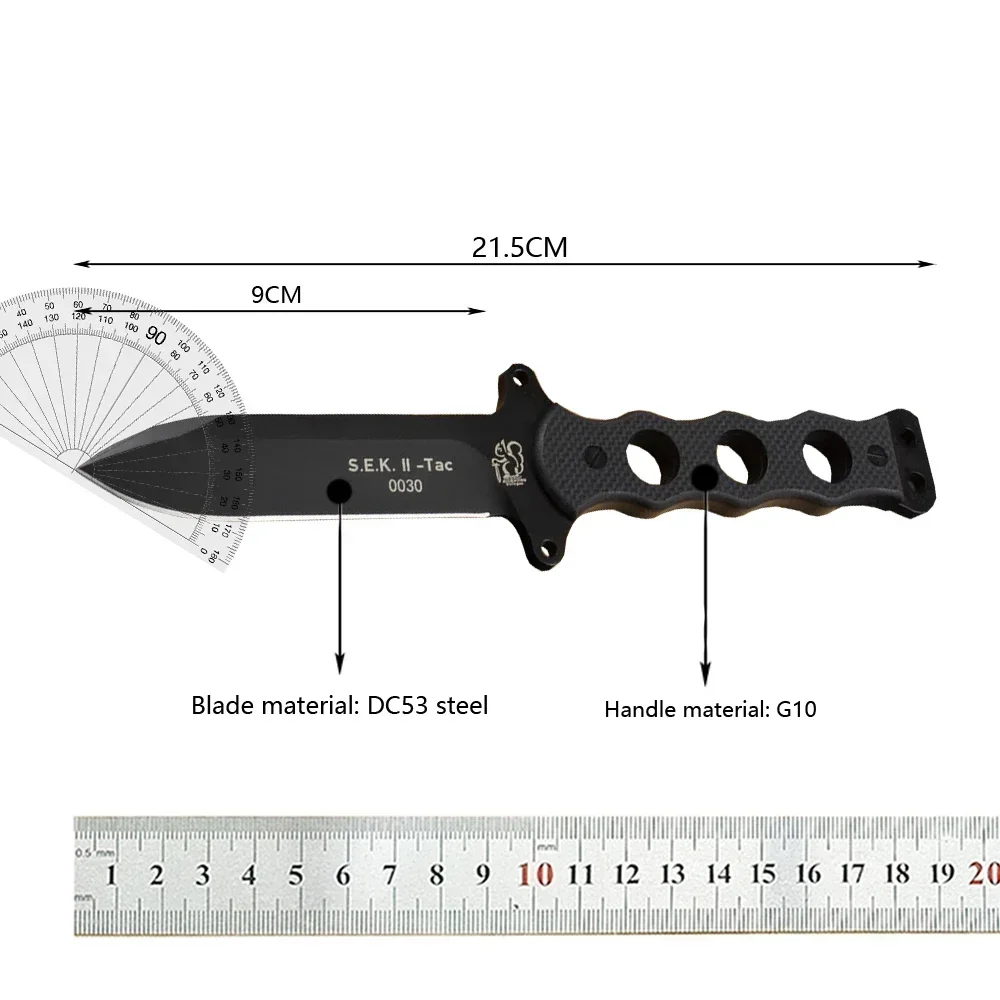 Eickhorn Solingen S.E.K. II TAC Military Tactical Straight Knife DC53 Steel Fixed Straight Blade G10 Handle Outdoor Hunting Tool