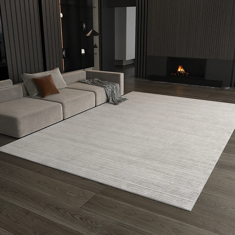 VIKAMA Pure Colour Stripe Beige Premium Feeling Flat Weave Bedroom Bedside Coffee Table Rug Living Room Kitchen Floor Mat