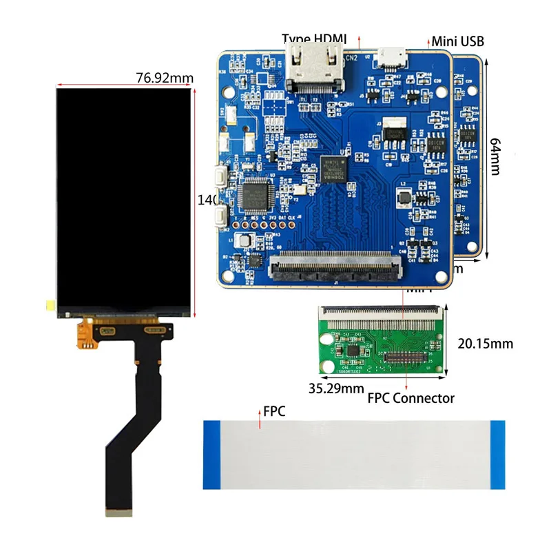 6 inch 1440 * 2560 high definition TFT2K LCD screen plus HDMI driver board handheld end point LCD screen