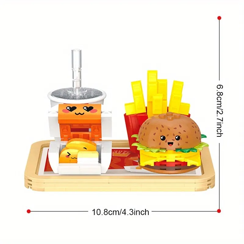 261PCS Hamburger Building Blocks French Fries Fried Chicken Coke Model Bricks Cartoon Fast Food Toys Set Children Creative Gifts