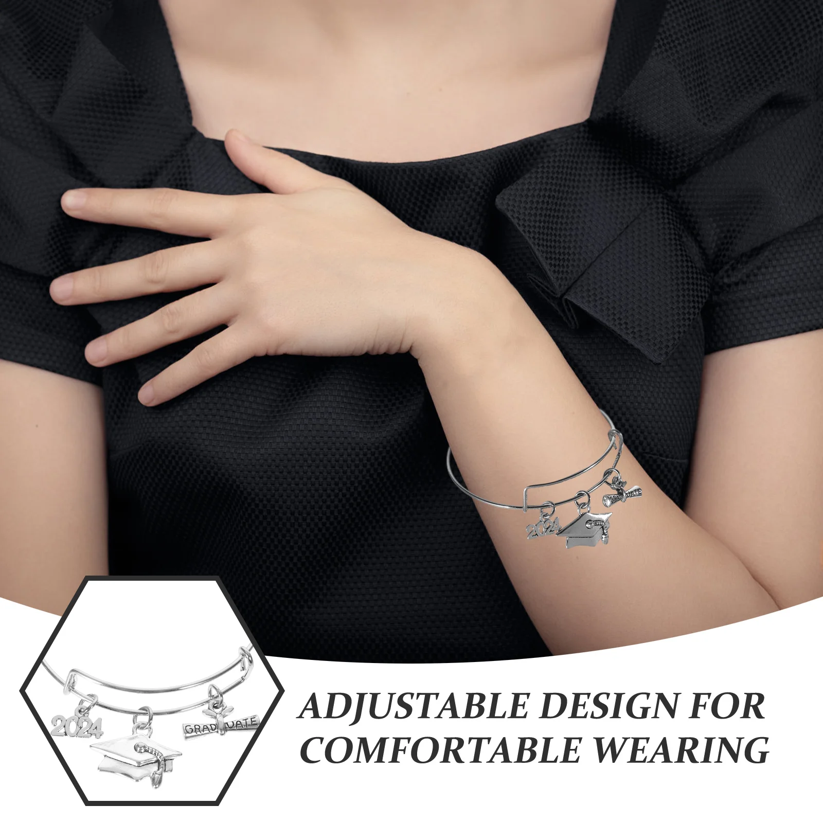 

Graduation Bracelet 2024 Graduate Adjustable Zinc Alloy Inspirational Engraved Motivational Gift for of 2024