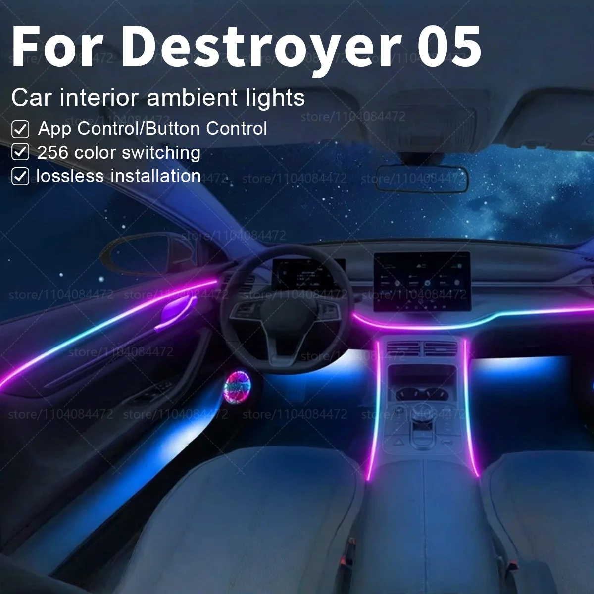 

22в1 RGB интерьер автомобиля акриловые автомобильные окружающие освещение RGB скрытая акриловая полоса декоративные аксессуары для BYD Destroyer 05