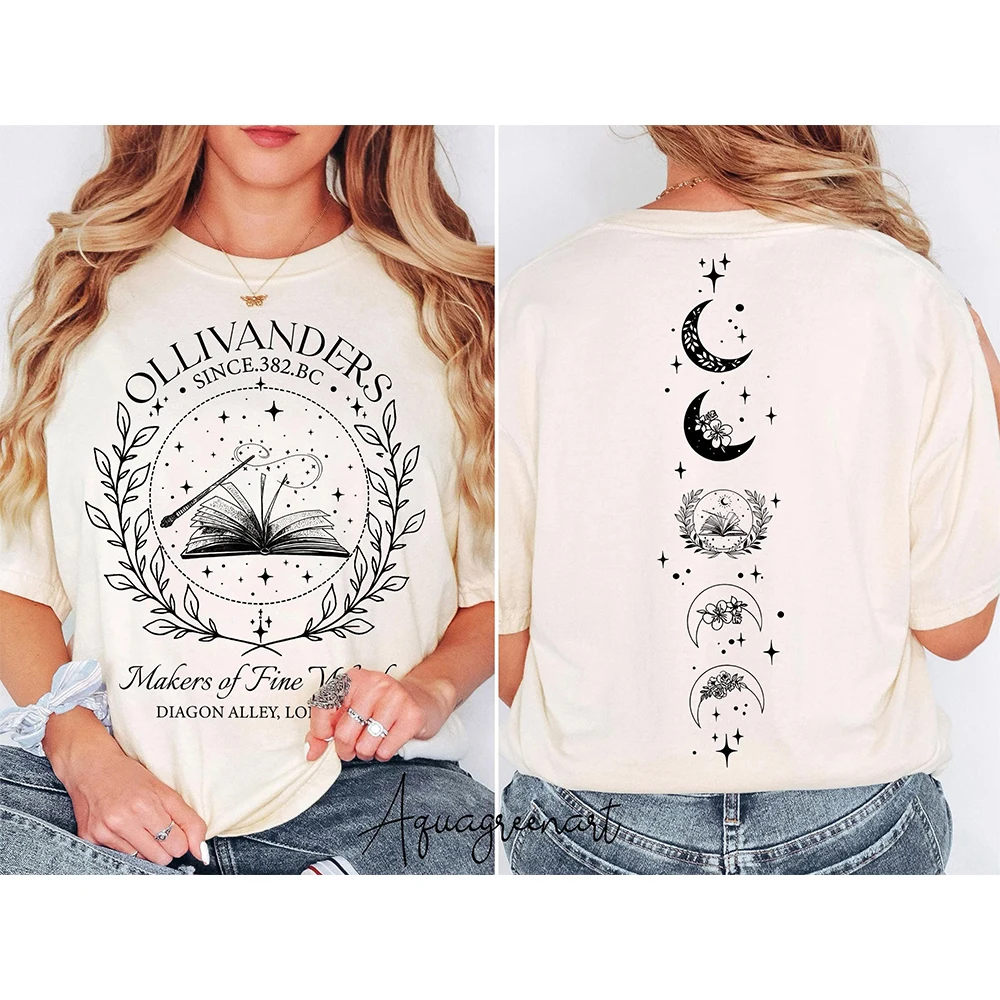 ヴィンテージ オリヴァンダーズ ワンド ショップ ウィザード HP コンフォート ユニセックス シャツ ユニバーサル マジック コットン 半袖 ウォッシュド シャツ Y2K ストリートウェア