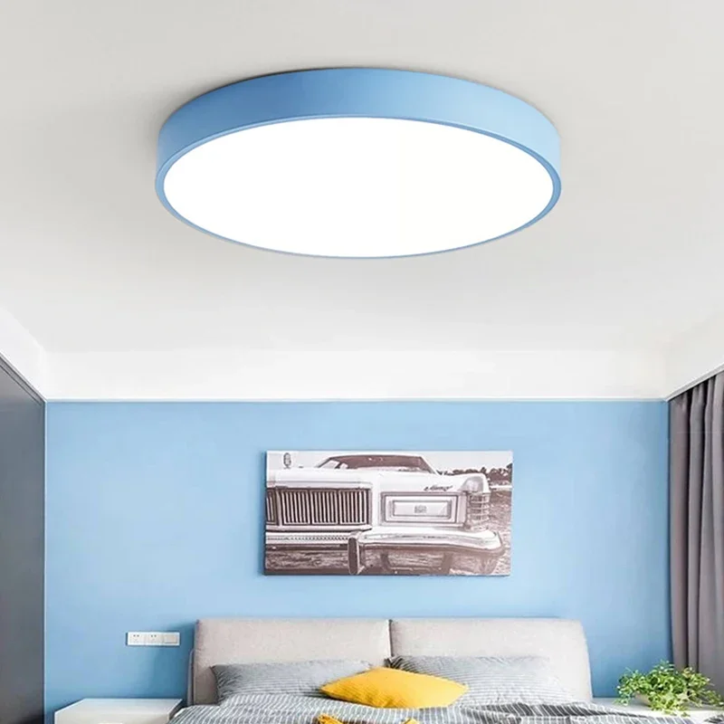 Modern Macaron Color LED Ceiling Lamp for Bedroom Living Dining Room Aisle Study Chandelier Indoor Home Decor Lighting Fixture