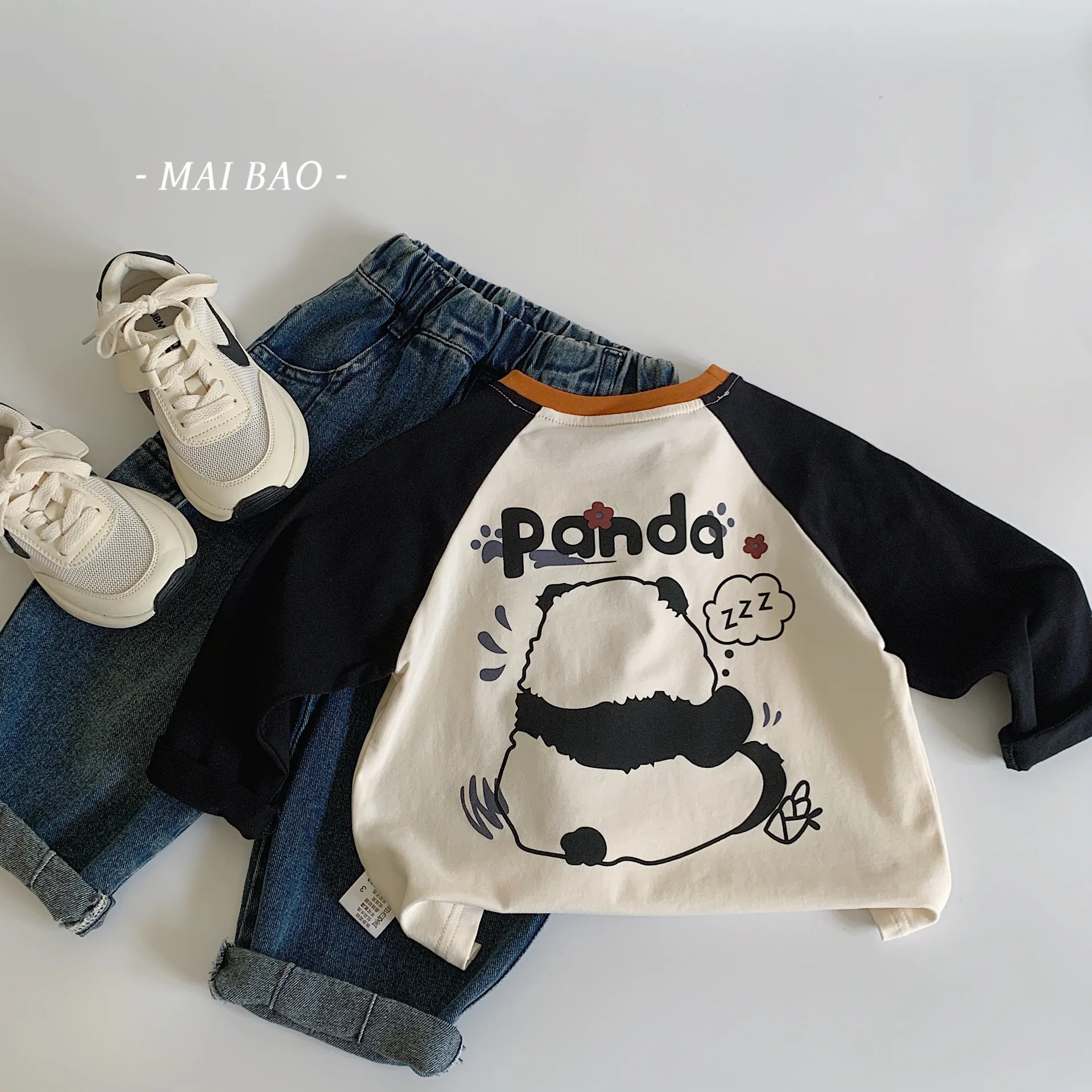 

Children's T-shirt 2025 Spring and Autumn Baby Bottoming Shirt New Foreign Style Children's Casual Panda Top