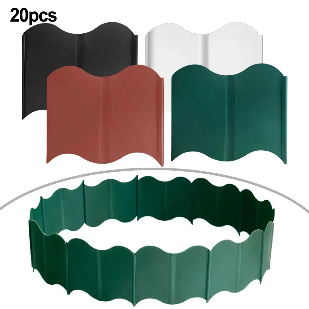 20Pcs/set Flexible Stylish Garden Edging Borders 6.2*4.7 Inch PP Muti-color Well-defined Garden Edge Enhances Visual Appeal