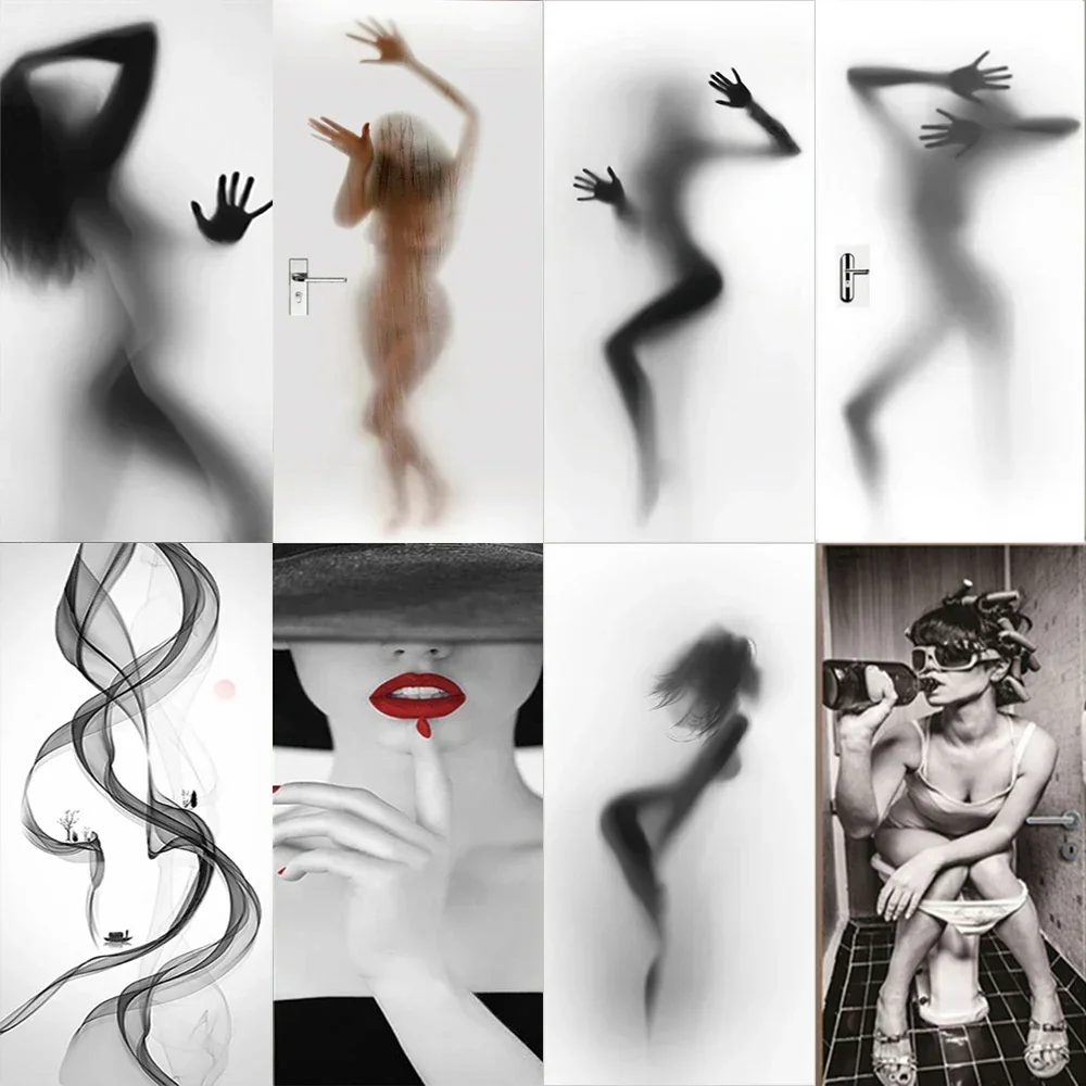 Autocollants de porte auto-adhésifs en vinyle 3D pour femmes, Sexy, pour chambre à coucher, salon, imperméable, Design de maison, renouveler, papier peint, décoration artistique, peintures murales