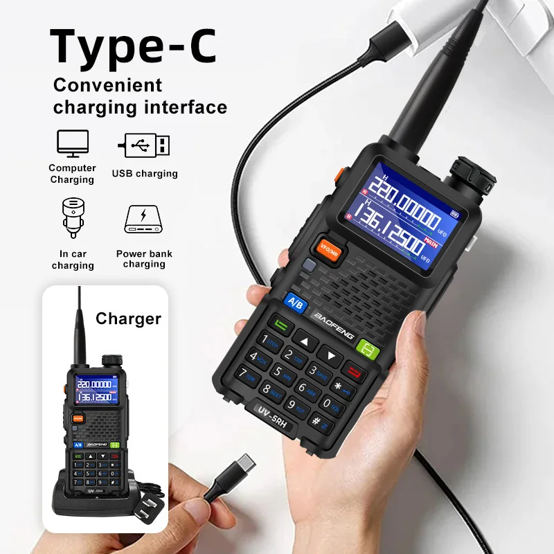 Baofeng Bf Uv-5rh جهاز اتصال لاسلكي، طويل المدى 10 واط هام راديو 999CH جهاز الإرسال والاستقبال تحديث UV5R HF جهاز الإرسال والاستقبال اتجاهين راديو Bf Uv-5rh