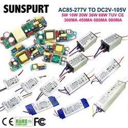 1-10PCS TUV CE Driver LED ad alta potenza 300MA 450MA 600MA 900MA 6W 10W 20W 36W 60W interno adattatore di corrente costante IP67 esterno