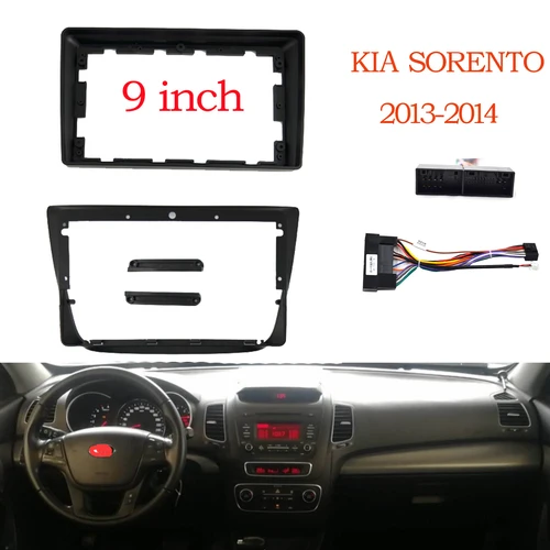 Imagen 1 del producto Fascia de Radio de coche para KIA SORENTO 2013, marco de 9 pulgadas, reproductor de DVD estéreo, instalación de Panel embellecedor envolvente, bisel de placa frontal de doble Din